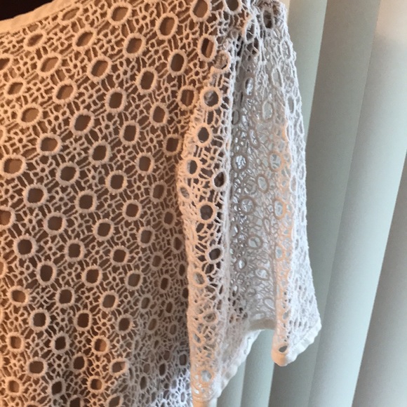 Christopher Banks Knitted Swiss Dot Lace Tee, Lined, Zip-Back - Picture 4 of 8